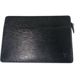 Louis Vuitton Black Epi Leather Zippered Pouch / Clutch